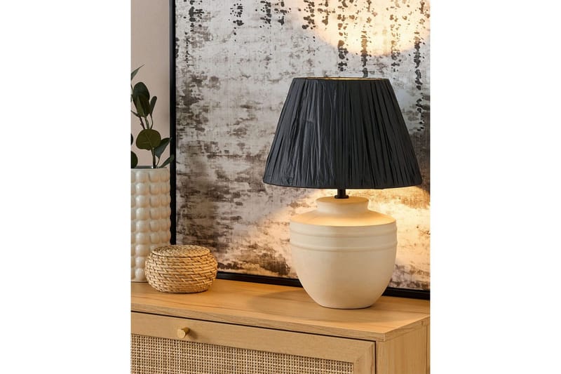 Thira Bordlampe 44 cm E27 - Beige/Svart - Belysning - Innendørsbelysning & Lamper - Soveromslampe - Sengelamper - Nattbordslampe stående
