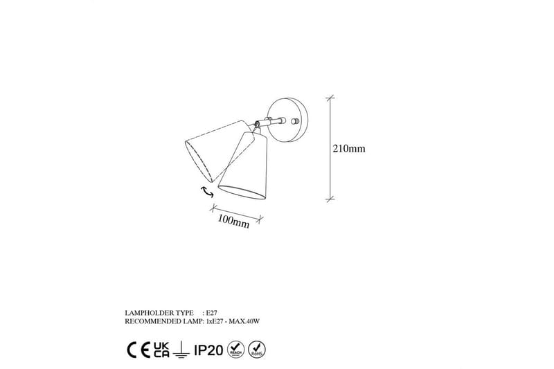 Vegg lampe Avraen Svart / Gull - Svart / Gull - Belysning - Innendørsbelysning & Lamper - Soveromslampe - Sengelamper - Sengelampe vegg