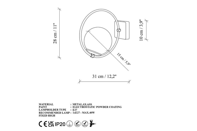 Vegg lampe Dolcer Gull - Gull - Belysning - Innendørsbelysning & Lamper - Soveromslampe - Sengelamper - Sengelampe vegg