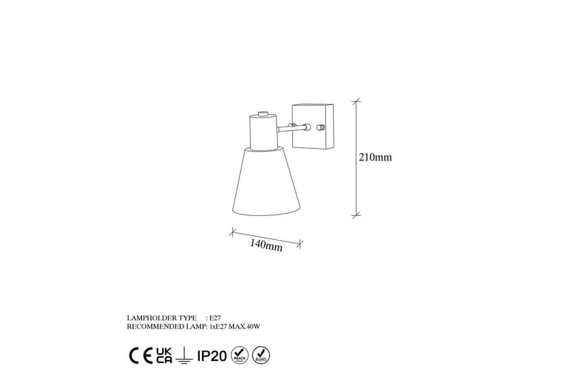 Vegg lampe Feira Gull - Gull - Belysning - Innendørsbelysning & Lamper - Soveromslampe - Sengelamper - Sengelampe vegg