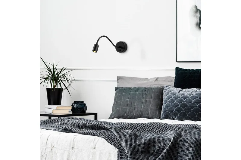 Vegg lampe Lesing Svart - Svart - Belysning - Innendørsbelysning & Lamper - Soveromslampe - Sengelamper - Sengelampe vegg