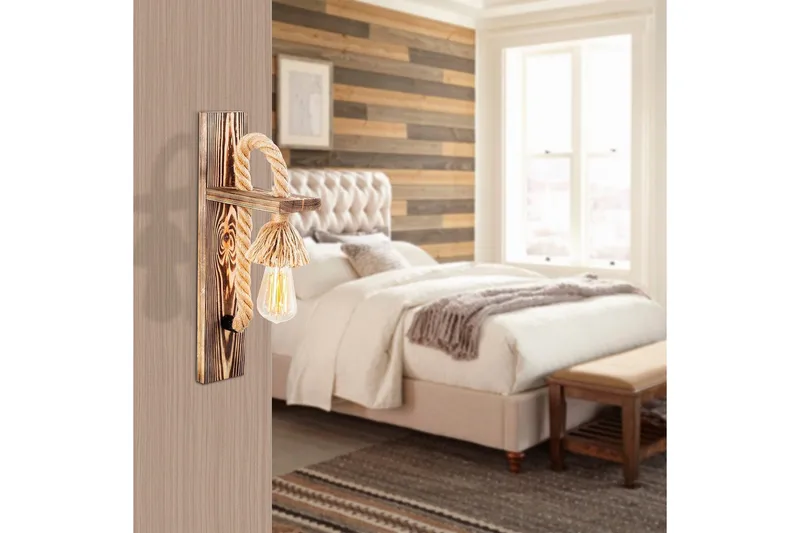 Vegg lampe Nirao Tre - Brun - Belysning - Innendørsbelysning & Lamper - Soveromslampe - Sengelamper - Sengelampe vegg