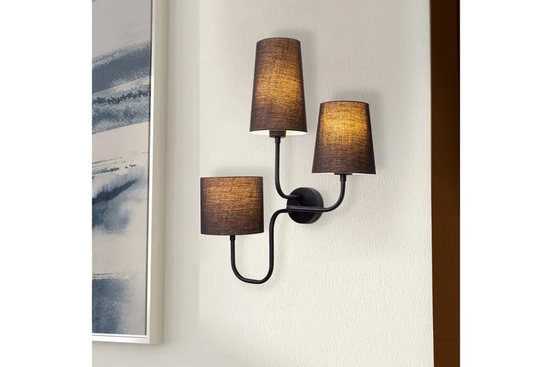 Vegg lampe Rihan Svart - Svart - Belysning - Innendørsbelysning & Lamper - Soveromslampe - Sengelamper - Sengelampe vegg