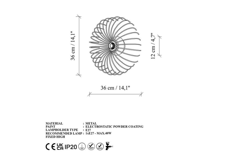 Vegg lampe Sadortel gull - 36 x 12 x 36 cm - Belysning - Innendørsbelysning & Lamper - Soveromslampe - Sengelamper - Sengelampe vegg