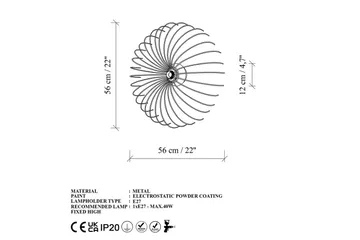 Vegg lampe Sadortel gull - 56 x 16 x 56 cm - Belysning - Innendørsbelysning & Lamper - Soveromslampe - Sengelamper - Sengelampe vegg