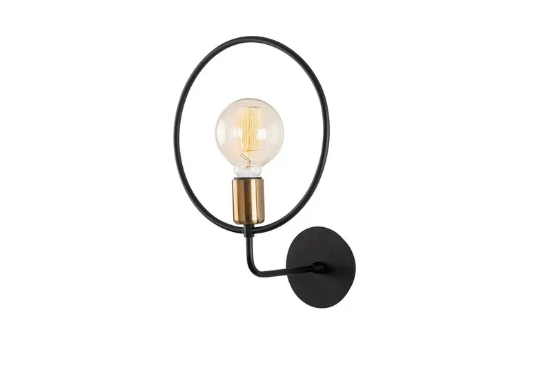 Vegg lampe Sirkel Svart, Svart