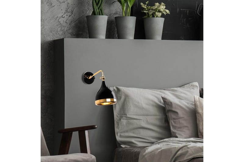 Vegg lampe Soodz Svart / Gull - Svart / Gull - Belysning - Innendørsbelysning & Lamper - Soveromslampe - Sengelamper - Sengelampe vegg