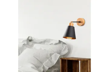 Vegg lampe Sudalwani Svart / Eik - Svart / Eik - Belysning - Innendørsbelysning & Lamper - Soveromslampe - Sengelamper - Sengelampe vegg