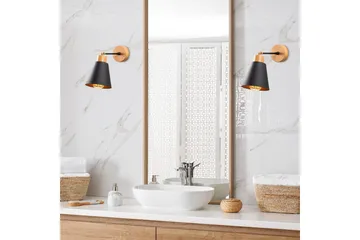 Vegg lampe Sudalwani Svart / Eik - Svart / Eik - Belysning - Innendørsbelysning & Lamper - Soveromslampe - Sengelamper - Sengelampe vegg