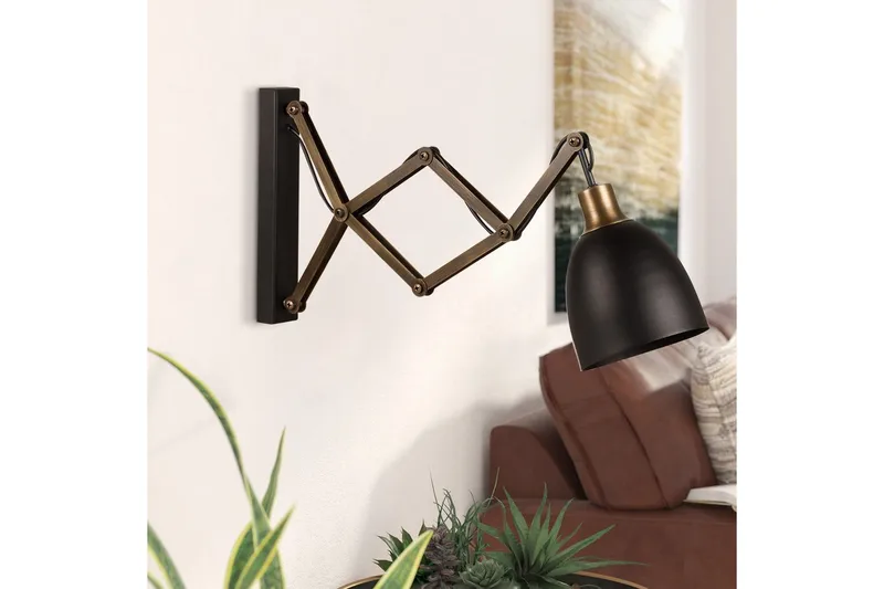 Vegg lampe Sugana Lyra Svart / Vintage - Beige/Svart - Belysning - Innendørsbelysning & Lamper - Soveromslampe - Sengelamper - Sengelampe vegg