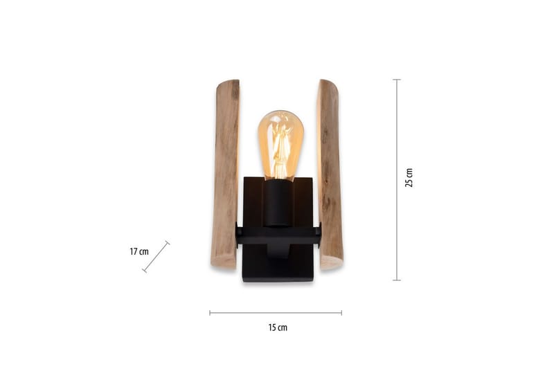 Vegglampe Log - 15x25x17 cm - Belysning - Innendørsbelysning & Lamper - Soveromslampe - Sengelamper - Sengelampe vegg
