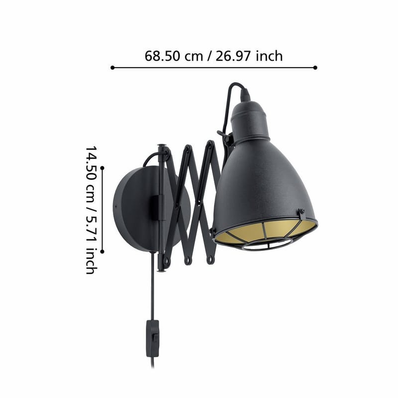 Vegglampe Treburley - 65 cm - Belysning - Innendørsbelysning & Lamper - Soveromslampe - Sengelamper - Sengelampe vegg
