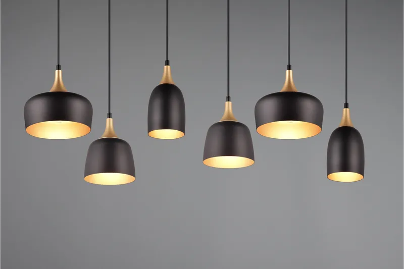 Trio Lighting Chiraz Taklampe 6L E27 Matt Svart/Matt Messing - Belysning - Innendørsbelysning & Lamper - Soveromslampe - Taklampe soverom