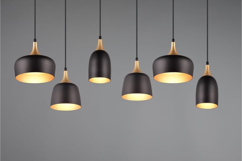 Trio Lighting Chiraz Taklampe 6L E27 Matt Svart/Matt Messing - Belysning - Innendørsbelysning & Lamper - Soveromslampe - Taklampe soverom