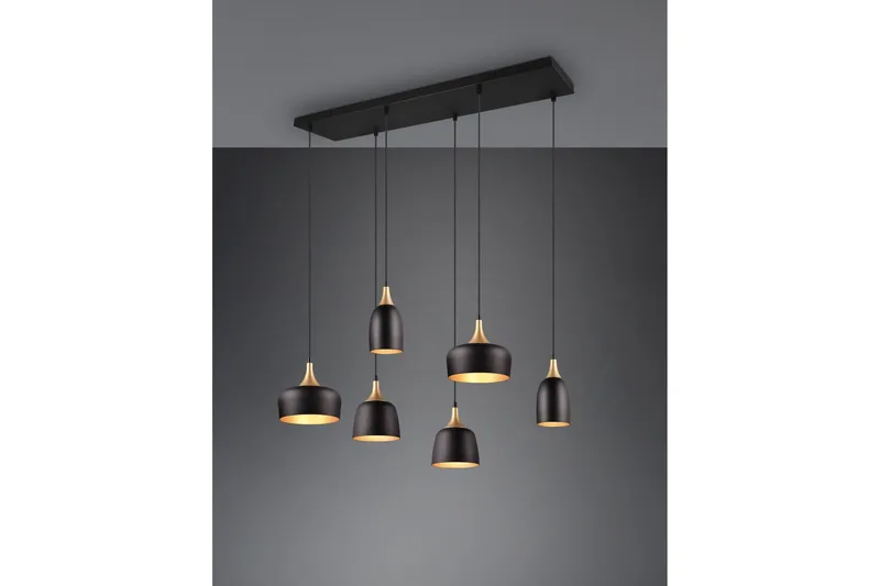 Trio Lighting Chiraz Taklampe 6L E27 Matt Svart/Matt Messing - Belysning - Innendørsbelysning & Lamper - Soveromslampe - Taklampe soverom