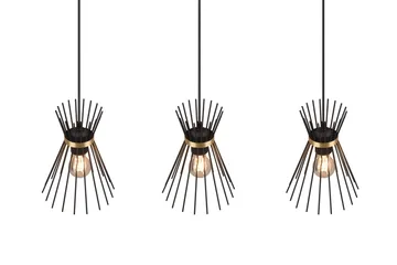 Trio Lighting Rod taklampe 3L E27 svart/gull - Belysning - Innendørsbelysning & Lamper - Soveromslampe - Taklampe soverom