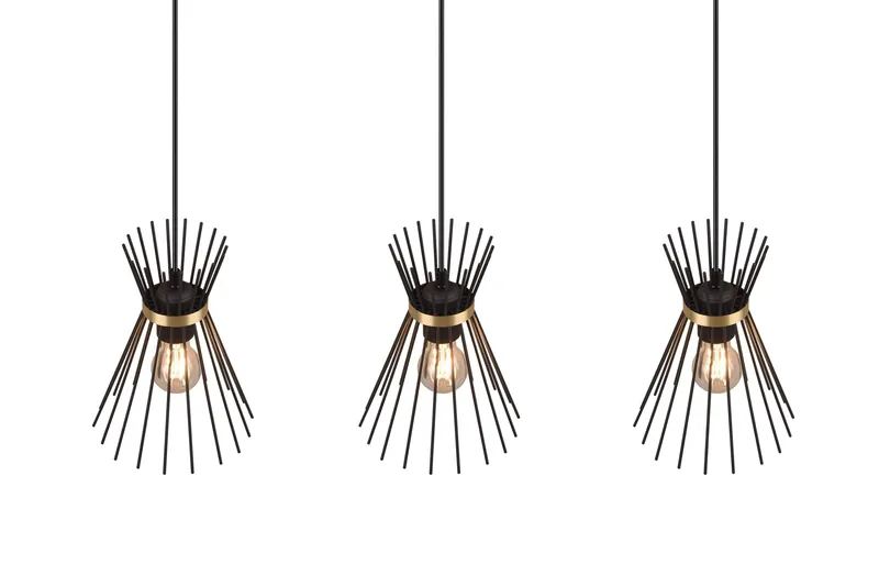 Trio Lighting Rod taklampe 3L E27 svart/gull - Belysning - Innendørsbelysning & Lamper - Soveromslampe - Taklampe soverom