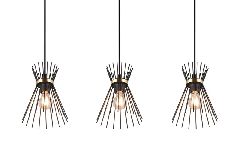 Trio Lighting Rod taklampe 3L E27 svart/gull - Belysning - Innendørsbelysning & Lamper - Soveromslampe - Taklampe soverom