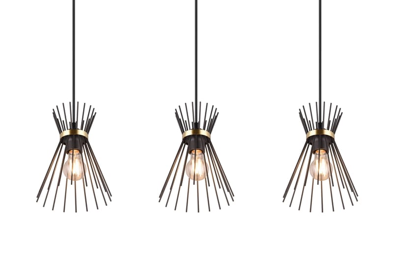 Trio Lighting Rod taklampe 3L E27 svart/gull - Belysning - Innendørsbelysning & Lamper - Soveromslampe - Taklampe soverom