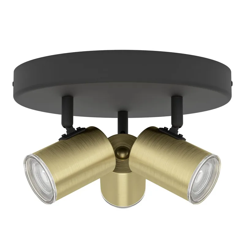 Spotlight Consuma Rund med 3 Lamper, Svart/Messing