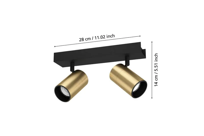 Spotlight Eglo Cumaribo Svart/Messing 2 Lamper - 2 Lamper - Belysning - Innendørsbelysning & Lamper - Lamper gang