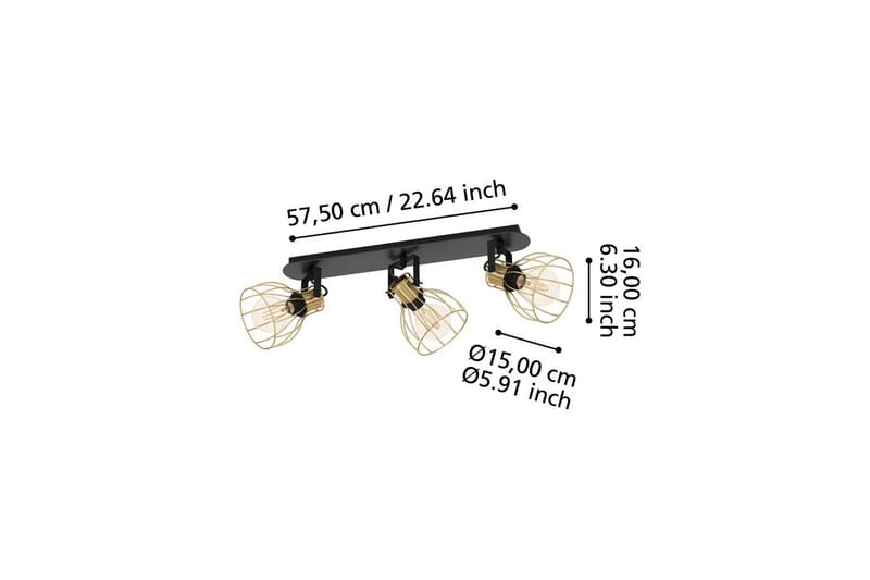 Spotlight Eglo Sambatello med 3 lamper - Svart/Messing - Belysning - Innendørsbelysning & Lamper - Lamper gang