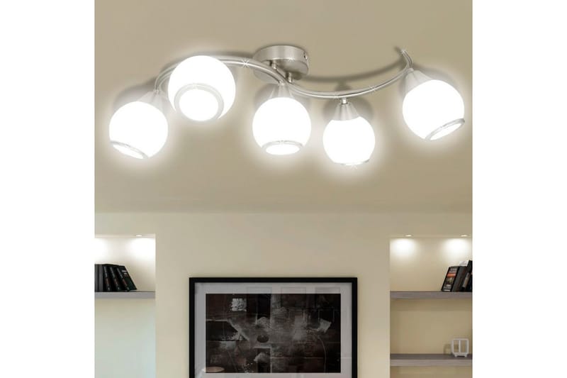 240987 Taklampe med glasskuler på vinkelspor - Hvit - Plafond - Takplafond - Lamper gang - Taklampe