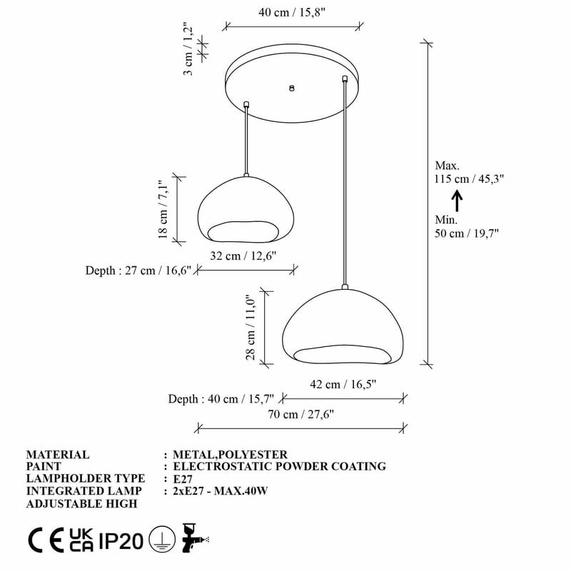 Cadros pendellampe - Hvit - Belysning - Innendørsbelysning & Lamper - Taklampe - Krystallkrone & takkrone