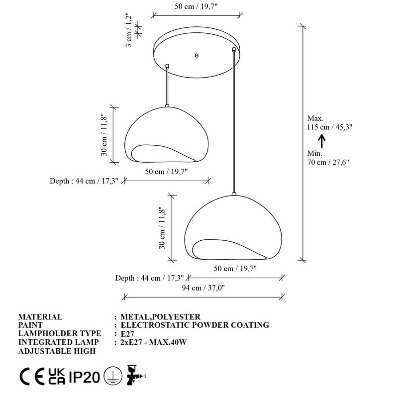 Cadros pendellampe - Hvit - Belysning - Innendørsbelysning & Lamper - Taklampe - Krystallkrone & takkrone