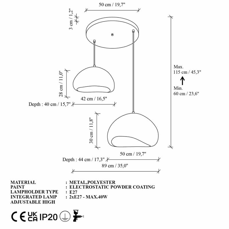 Cadros pendellampe - Hvit - Belysning - Innendørsbelysning & Lamper - Taklampe - Krystallkrone & takkrone