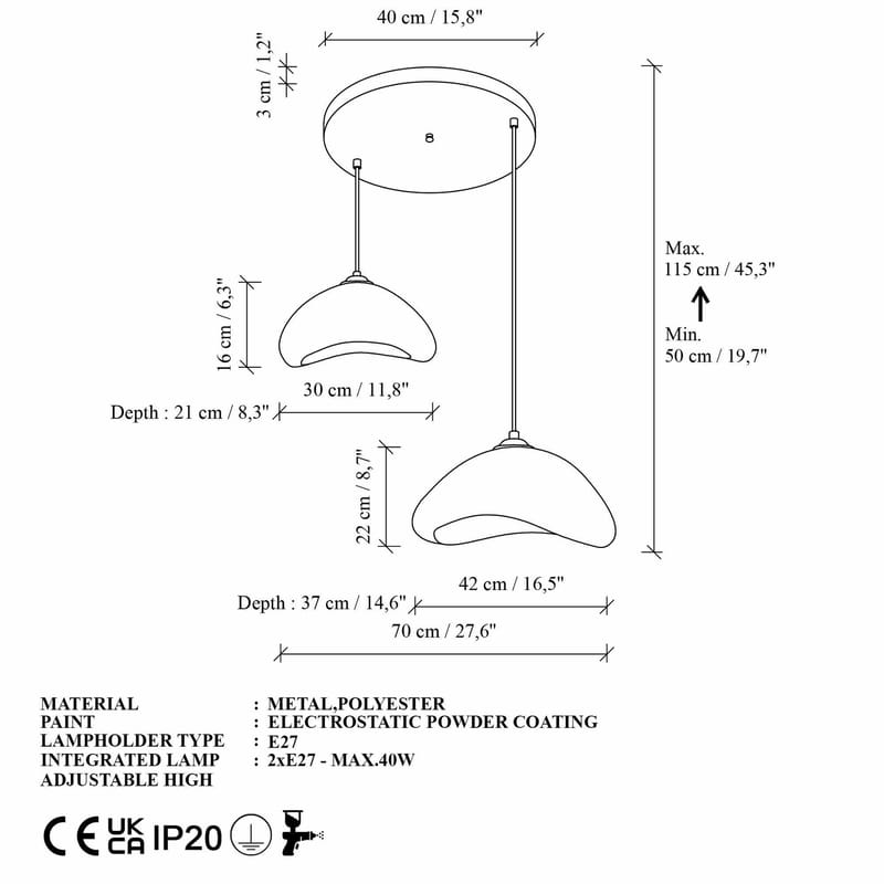 Dasina pendellampe - Hvit - Belysning - Innendørsbelysning & Lamper - Taklampe - Krystallkrone & takkrone