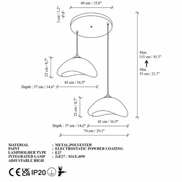 Dasina pendellampe - Hvit - Belysning - Innendørsbelysning & Lamper - Taklampe - Krystallkrone & takkrone