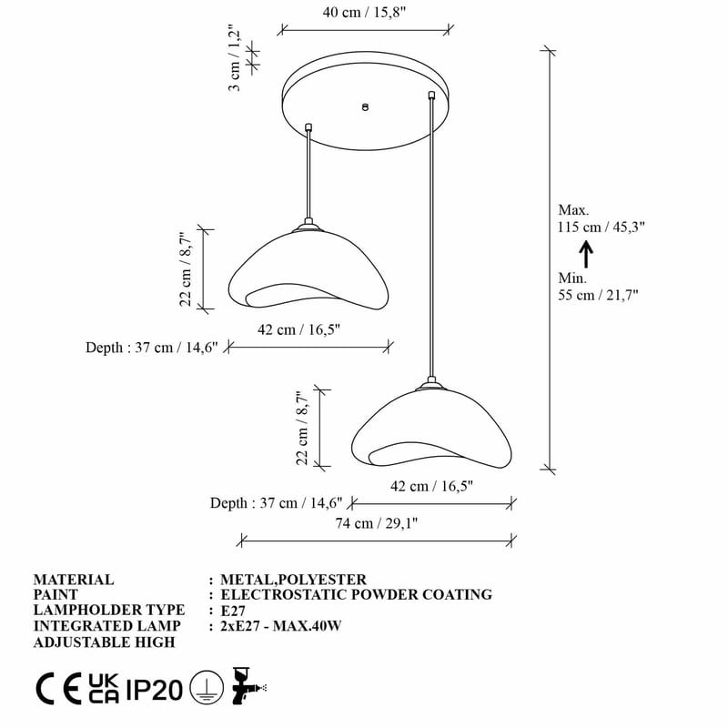 Dasina pendellampe - Hvit - Belysning - Innendørsbelysning & Lamper - Taklampe - Krystallkrone & takkrone