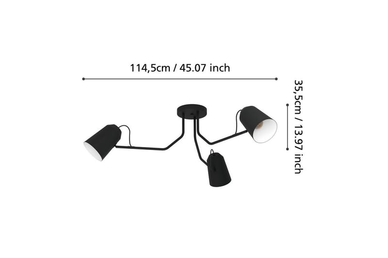 Taklampe Eglo Loreto - Svart/Hvit - Belysning - Innendørsbelysning & Lamper - Taklampe - Takplafond