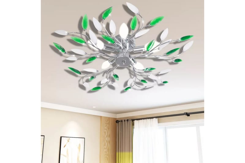 Grønn og hvit taklampe med armer av akryl E14 x 5 prer - Flerfarget - Plafond - Takplafond - Lamper gang - Taklampe