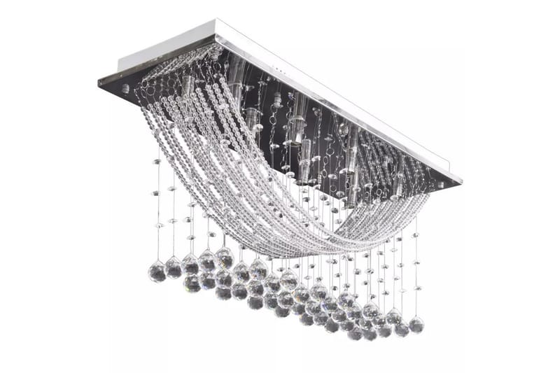 Hvit taklampe med glitrende glasskrystalperler 8 x G9 29 cm - Sølv - Taklampe - Krystallkrone & takkrone - Lamper gang
