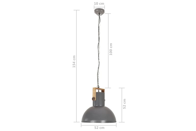 Industriell hengelampe 25 W grå rund mangotre 52 cm E27 - Grå - Kjøkkenlampe & taklampe kjøkken - Vinduslampe - Taklampe soverom - Pendellamper & Hengelamper - Lamper gang - Taklampe stue - Vinduslampe hengende - Taklampe