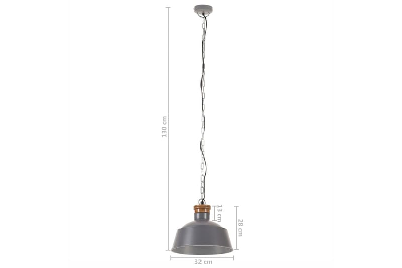 Industriell hengelampe 32 cm grå E27 - Grå - Kjøkkenlampe & taklampe kjøkken - Vinduslampe - Taklampe soverom - Pendellamper & Hengelamper - Lamper gang - Taklampe stue - Vinduslampe hengende - Taklampe