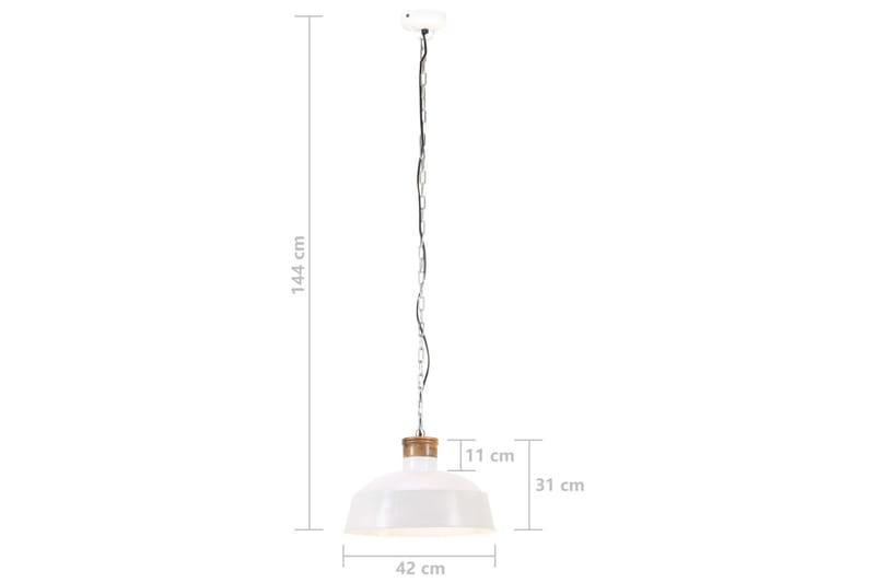 Industriell hengelampe 42 cm hvit E27 - Hvit - Kjøkkenlampe & taklampe kjøkken - Vinduslampe - Taklampe soverom - Pendellamper & Hengelamper - Lamper gang - Taklampe stue - Vinduslampe hengende - Taklampe