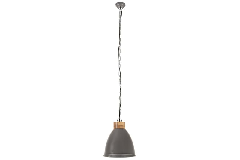Industriell hengelampe grå jern og heltre 35 cm E27 - Grå - Taklampe soverom - Kjøkkenlampe & taklampe kjøkken - Lamper gang - Vinduslampe - Pendellamper & Hengelamper - Taklampe stue - Vinduslampe hengende - Taklampe