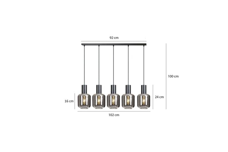 Ingvar 5 pendel Svart - Scandinavian Choice - Taklampe soverom - Kjøkkenlampe & taklampe kjøkken - Lamper gang - Vinduslampe - Pendellamper & Hengelamper - Taklampe stue - Vinduslampe hengende - Taklampe