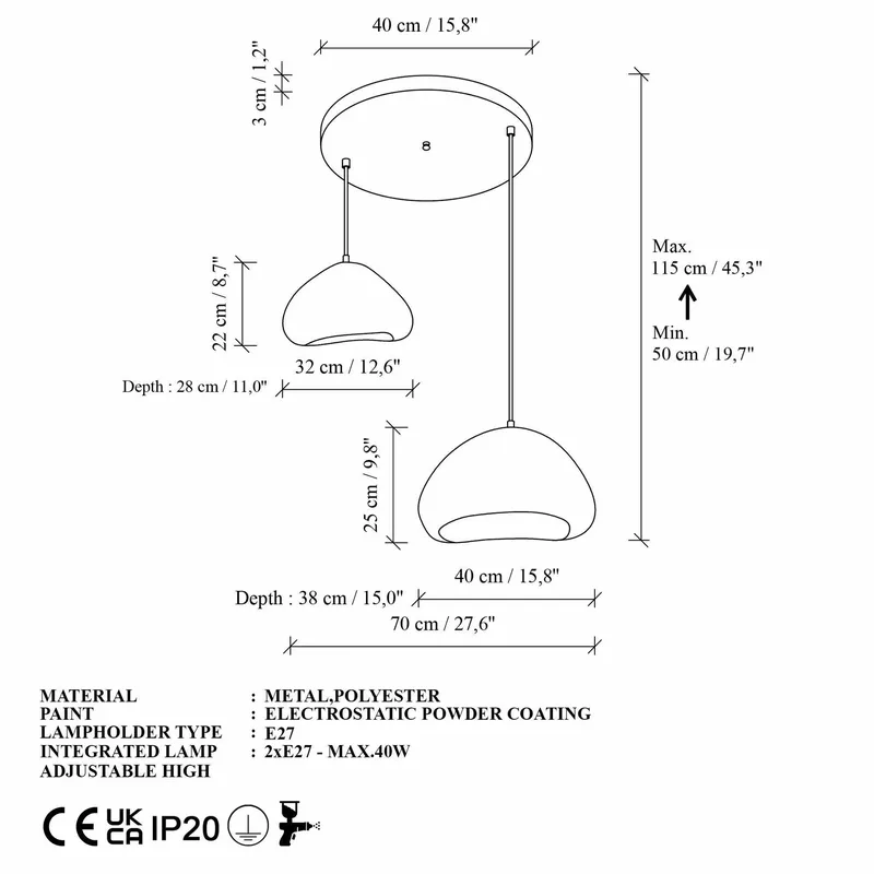 Kaolins pendellampe - Hvit - Belysning - Innendørsbelysning & Lamper - Taklampe - Krystallkrone & takkrone