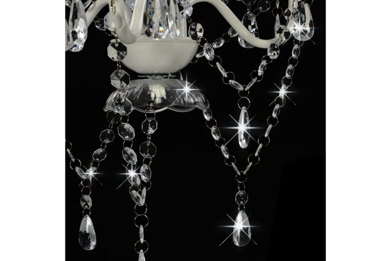 Lysekrone med perler hvit rund 3 x E14 - Hvit - Krystallkrone & takkrone - Lamper gang - Taklampe