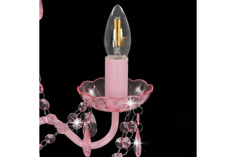Lysekrone med perler rosa rund 3 x E14 - Rosa - Krystallkrone & takkrone - Lamper gang - Taklampe