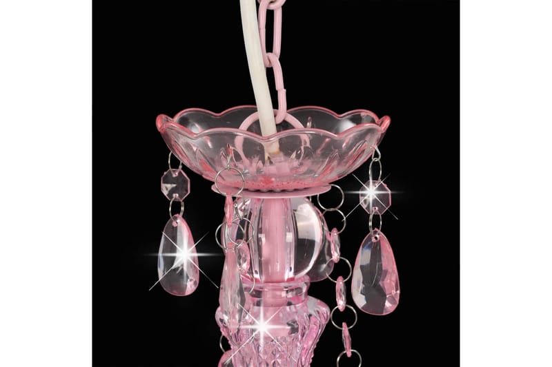 Lysekrone med perler rosa rund 3 x E14 - Rosa - Krystallkrone & takkrone - Lamper gang - Taklampe