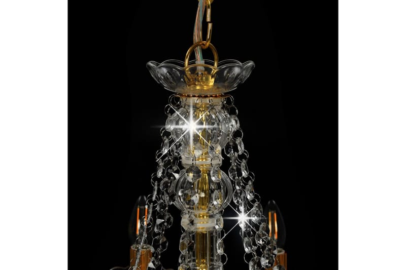Lysekrone med perler gyllen 12 x E14 lysprer - Gull - Krystallkrone & takkrone - Lamper gang - Taklampe