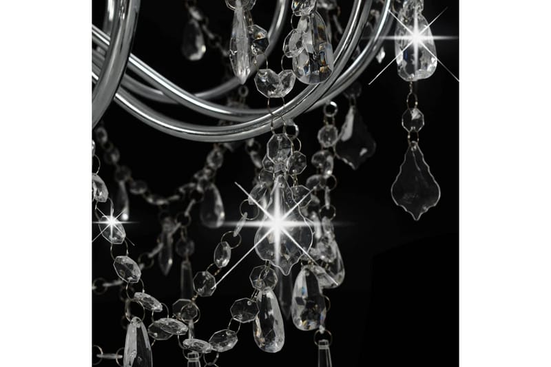 Lysekrone med perler sølv 12 x E14 prer - Silver - Krystallkrone & takkrone - Lamper gang - Taklampe