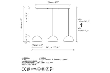 Lysekrone Brena Gull Tre Sokkel - 145 x 40 x 116 cm - Belysning - Innendørsbelysning & Lamper - Taklampe - Kjøkkenlampe & taklampe kjøkken