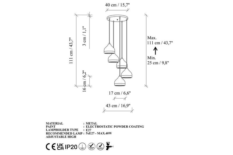 Lysekrone Soodni Fem Sirkel Hvit - Hvit - Belysning - Innendørsbelysning & Lamper - Taklampe - Kjøkkenlampe & taklampe kjøkken