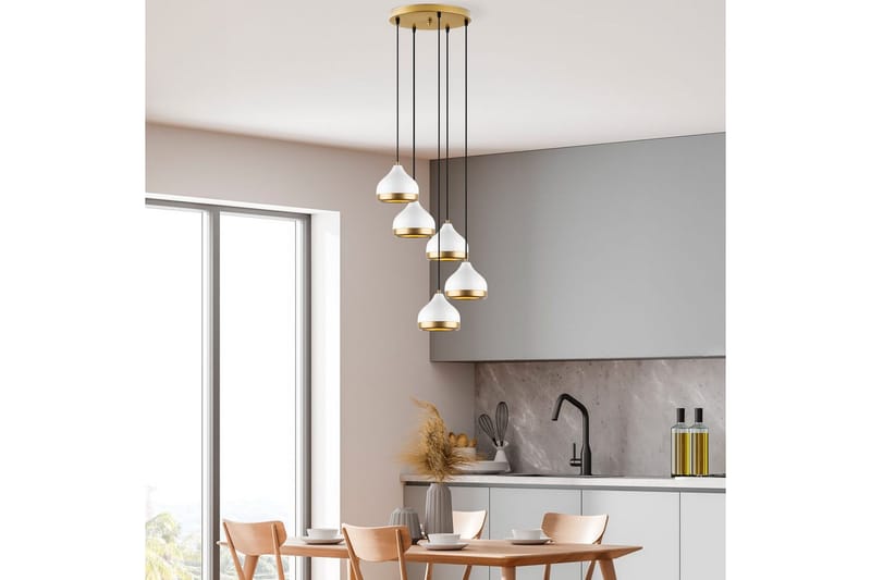 Lysekrone Soodni Fem Sirkel Hvit - Hvit - Belysning - Innendørsbelysning & Lamper - Taklampe - Kjøkkenlampe & taklampe kjøkken